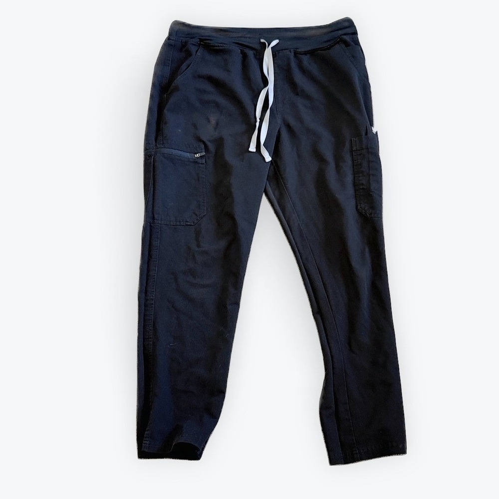 FIGS Yola High Waisted Cargo Scrub Pants Black Women Large W22SW2013 Medical